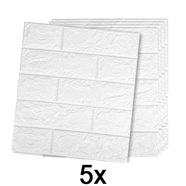 1x (5 unidades) Papel De Parede Com Padrão Em Tijolo 3D Autoadesivo | BRICKSBY